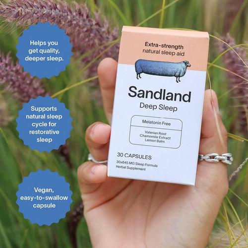 Sandland Deep Sleep, Natural Daily Sleep Supplement, 30 Capsules, Magnesium, Valerian Root, Chamomile Extract, Lemon Balm, Melatonin Free, Made in The USA