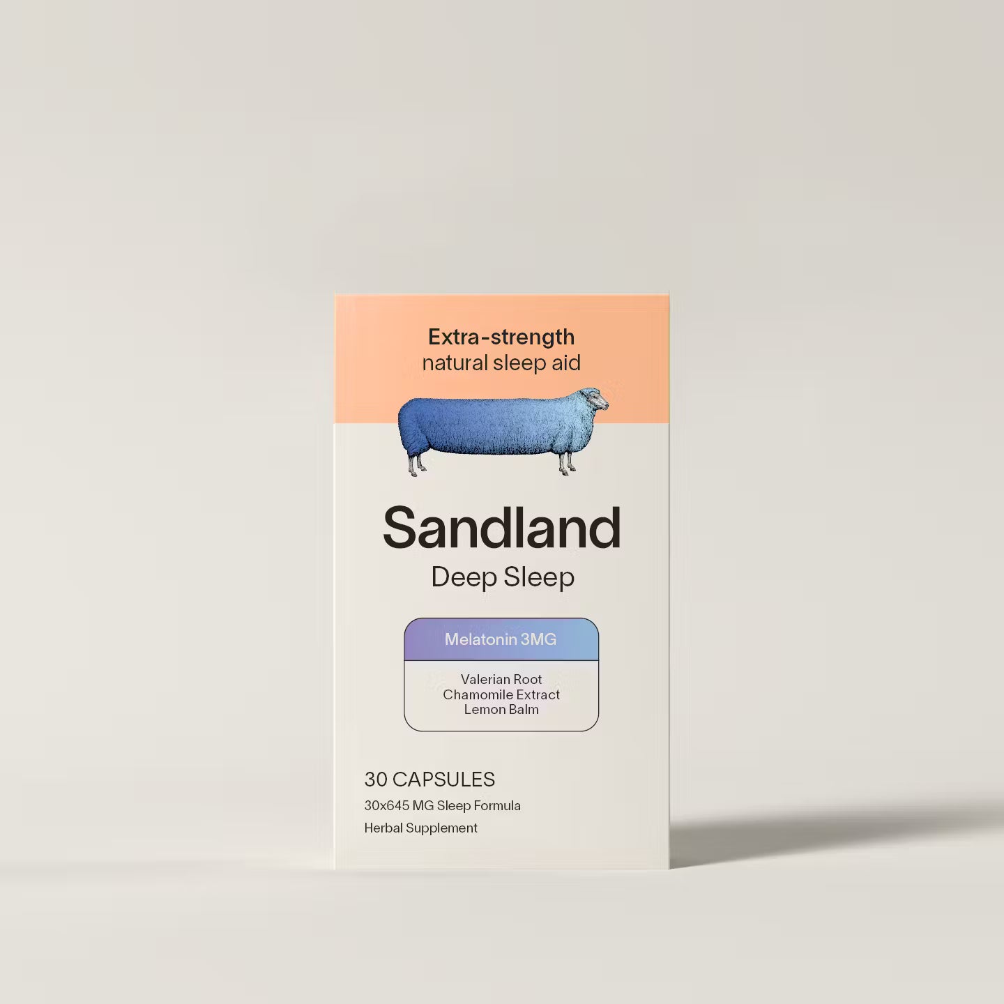 Sandland Deep Sleep with Melatonin, Natural Daily Sleep Supplement, 30 Capsules, 3mg Melatonin, Magnesium, Valerian Root, L-Theanine, Lemon Balm and Chamomile, Made in The USA