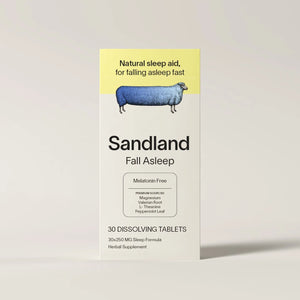 Sandland Fall Asleep, Natural Daily Sleep Supplement, 30 Dissolving Tablets, Magnesium, Valerian Root, L-Theanine, Peppermint Leaf, Melatonin Free, Made in The USA